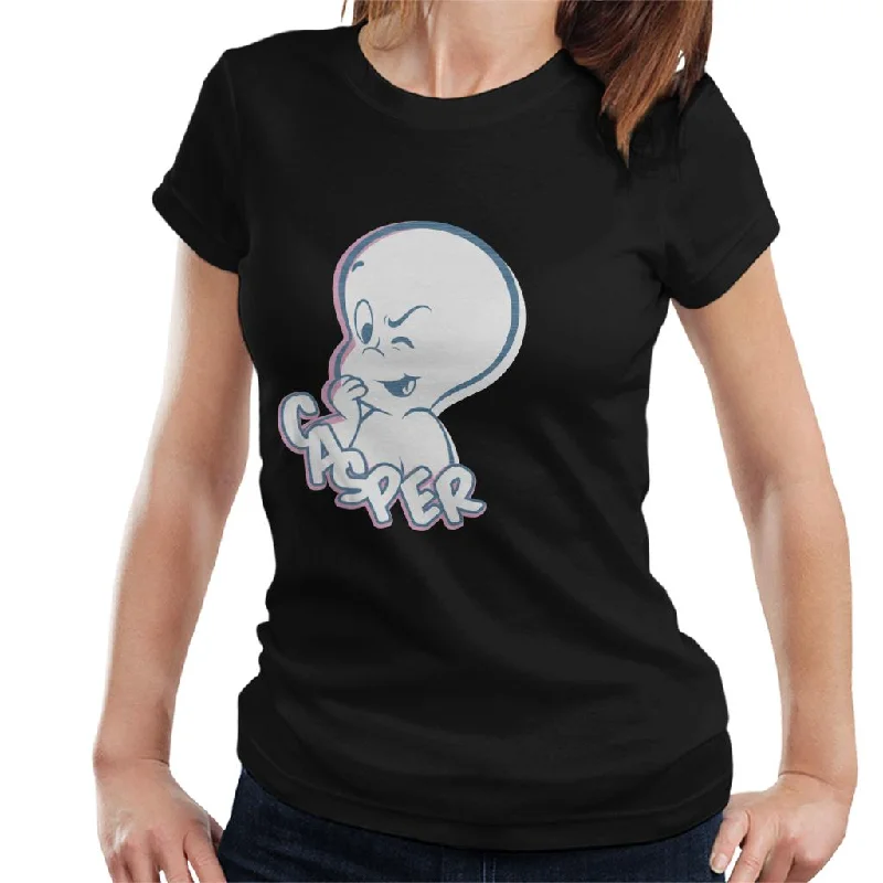 Casper The Friendly Ghost Winking Face Women's T-Shirt Collared Crew Neck Turtle Neck Casper The Friendly Ghost Winking Face Women's T-Shirt Collared Crew Neck Turtle Neck