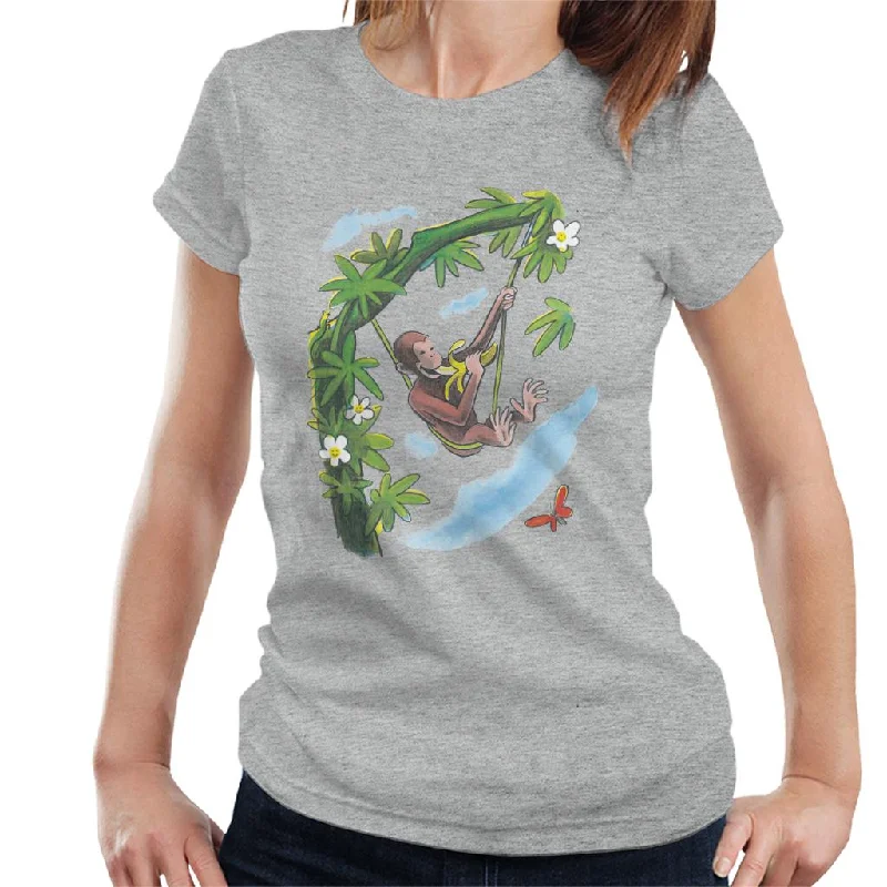 Curious George Vine Hammock And Banana Women's T-Shirt Iron Safe Non-Iron Wrinkle Free Curious George Vine Hammock And Banana Women's T-Shirt Iron Safe Non-Iron Wrinkle Free