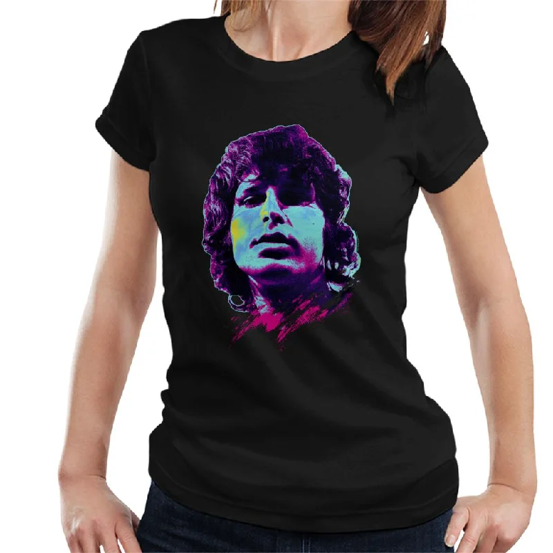 TV Times Jim Morrison Retro Pop Art Stylised Women's T-Shirt Handmade Hand-knitted Hand-woven TV Times Jim Morrison Retro Pop Art Stylised Women's T-Shirt Handmade Hand-knitted Hand-woven