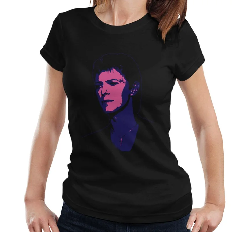 TV Times Pop Star David Bowie 1977 Pop Art Stylised Women's T-Shirt Print Jacquard Patchwork TV Times Pop Star David Bowie 1977 Pop Art Stylised Women's T-Shirt Print Jacquard Patchwork