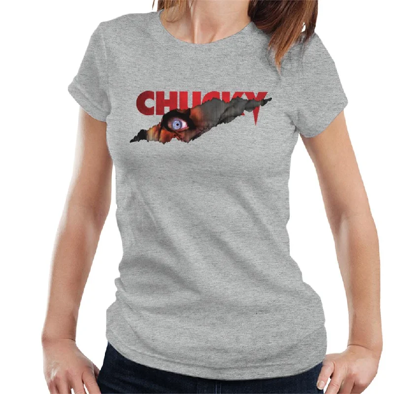 Chucky Menacing Eye Women's T-Shirt Spandex Blend Rayon Blend Denim Blend