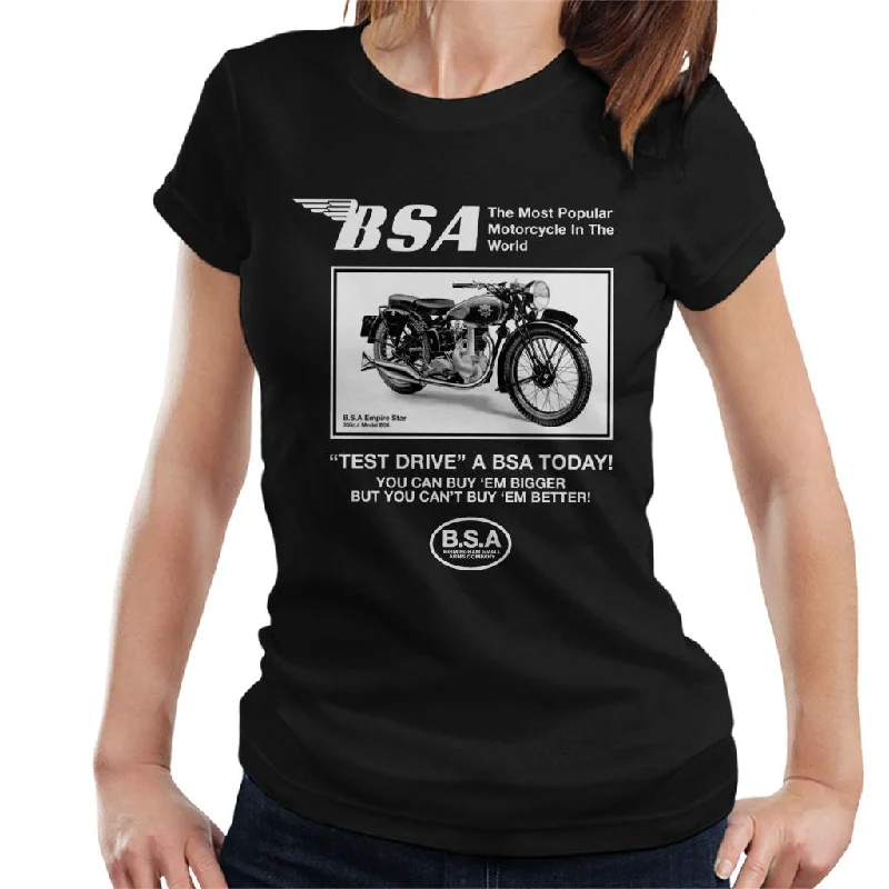 BSA Test Drive A BSA Today Women's T-Shirt Boxy Fit Fitted Loose