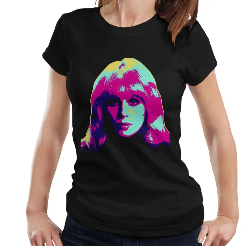 TV Times Joanna Lumley Sapphire And Steel 1979 Pop Art Stylised Women's T-Shirt Ribbed Striped Patterned TV Times Joanna Lumley Sapphire And Steel 1979 Pop Art Stylised Women's T-Shirt Ribbed Striped Patterned