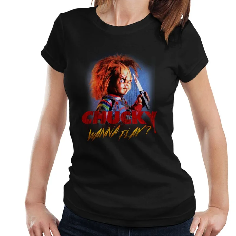 Chucky Wanna Play Crazed Face Women's T-Shirt Cozy Warm Stylish