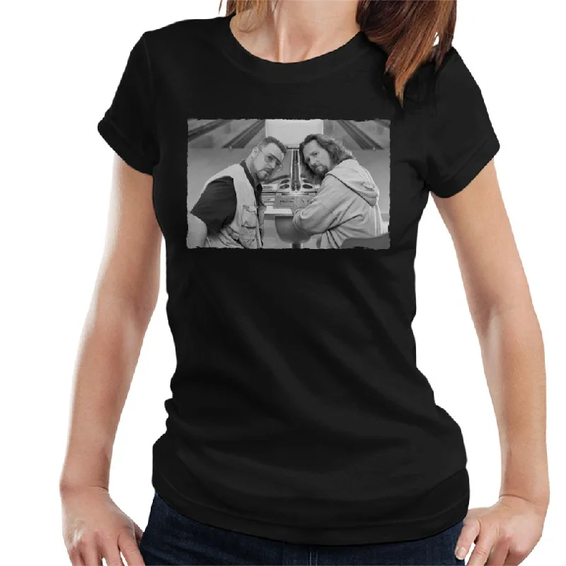 The Big Lebowski The Dude And Walter Bowling Alley Greyscale Women's T-Shirt Wool Fabric Cashmere Fabric Tweed Fabric The Big Lebowski The Dude And Walter Bowling Alley Greyscale Women's T-Shirt Wool Fabric Cashmere Fabric Tweed Fabric