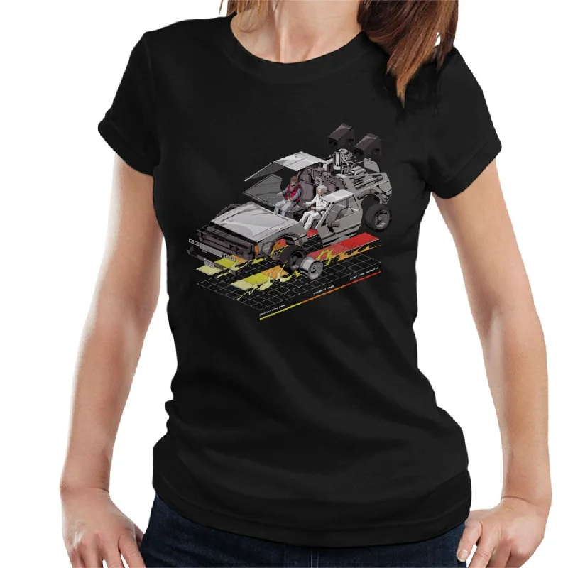 Back to the Future Delorean 3D Women's T-Shirt Mesh Blend Leather Blend Suede Blend