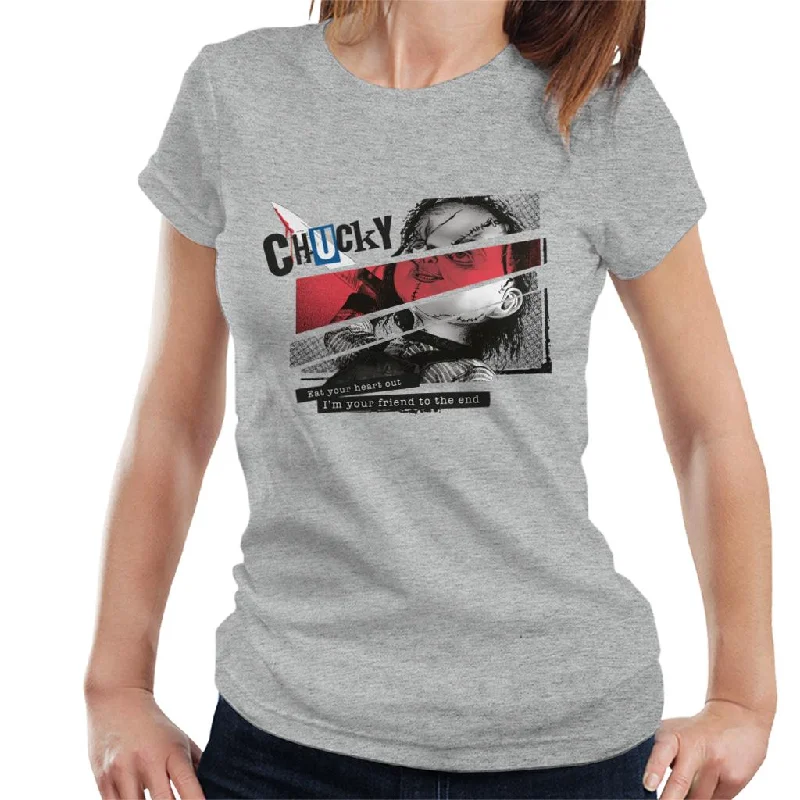 Chucky Eat Your Heart Out Im Your Friend To The End Women's T-Shirt Ribbed T-Shirt High Neck Heavyweight Chucky Eat Your Heart Out Im Your Friend To The End Women's T-Shirt Ribbed T-Shirt High Neck Heavyweight