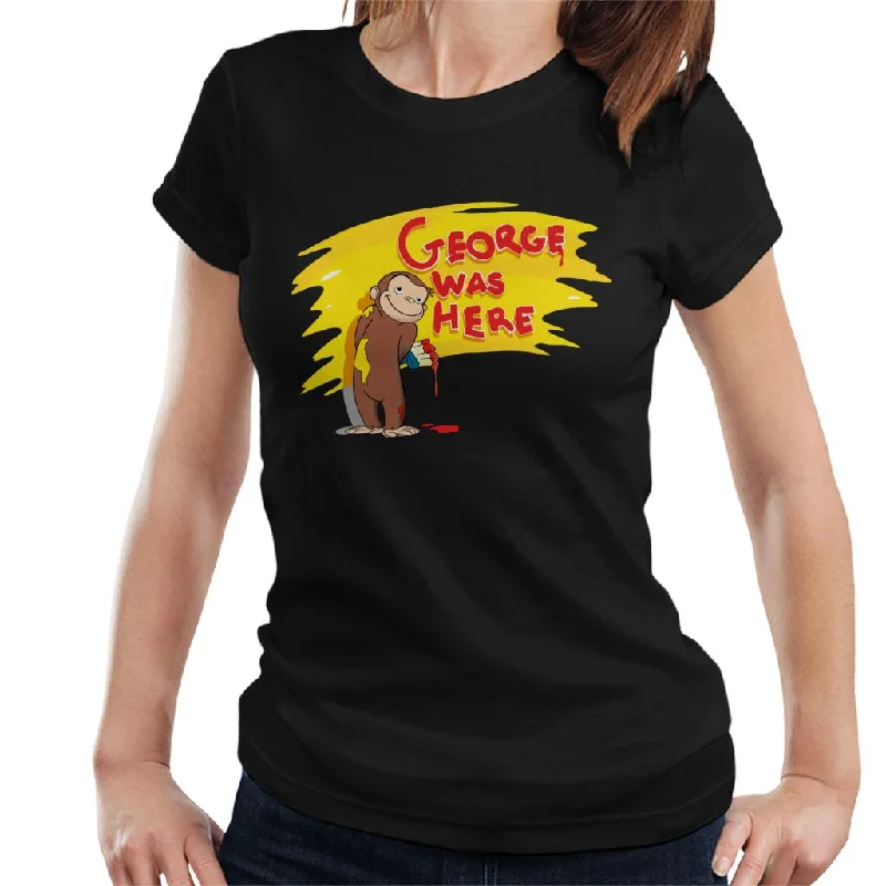 Curious George Was Here Women's T-Shirt Polka Dot Checkered Tartan