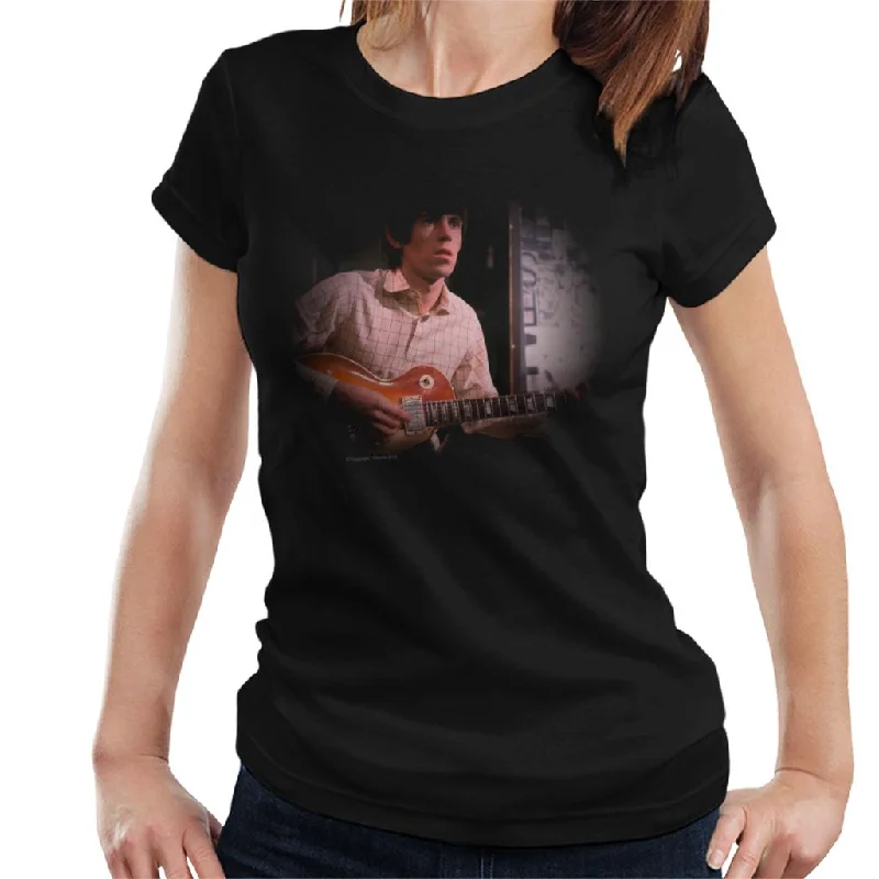 TV Times Keith Richards Les Paul Rolling Stones Women's T-Shirt Real Fur Shearling Chenille TV Times Keith Richards Les Paul Rolling Stones Women's T-Shirt Real Fur Shearling Chenille