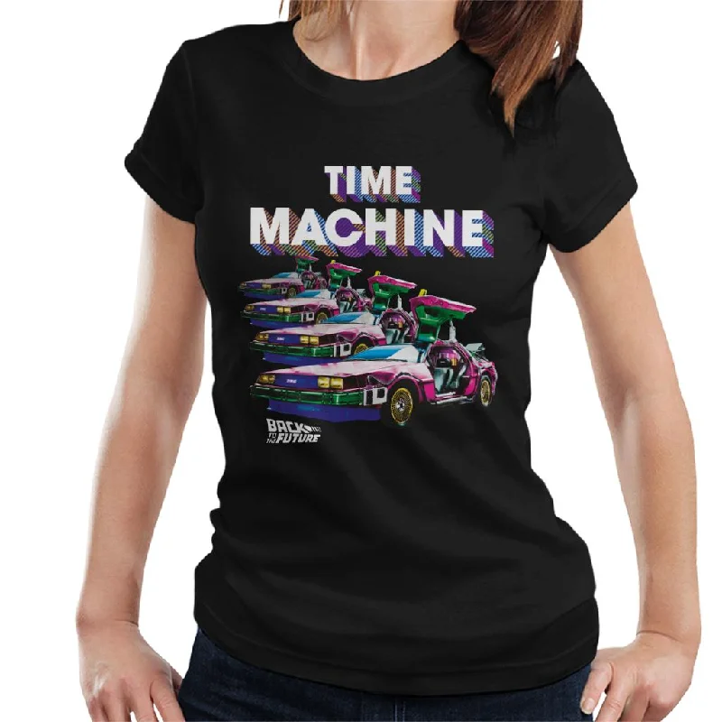 Back to the Future Time Machine Delorean Fade Women's T-Shirt Beaded Sequined Faux Fur Back to the Future Time Machine Delorean Fade Women's T-Shirt Beaded Sequined Faux Fur