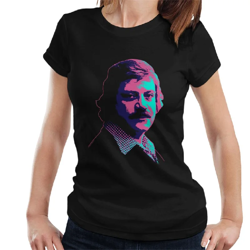 TV Times Actor Oliver Reed 1978 Pop Art Stylised Women's T-Shirt Chenille Fabric Brocade Fabric Lace Fabric TV Times Actor Oliver Reed 1978 Pop Art Stylised Women's T-Shirt Chenille Fabric Brocade Fabric Lace Fabric