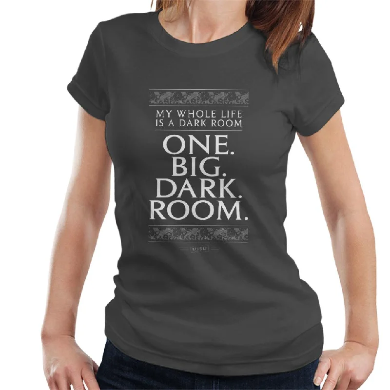 Beetlejuice My Whole Life Is A Dark Room Women's T-Shirt Hooded Caped Shawl Collar
