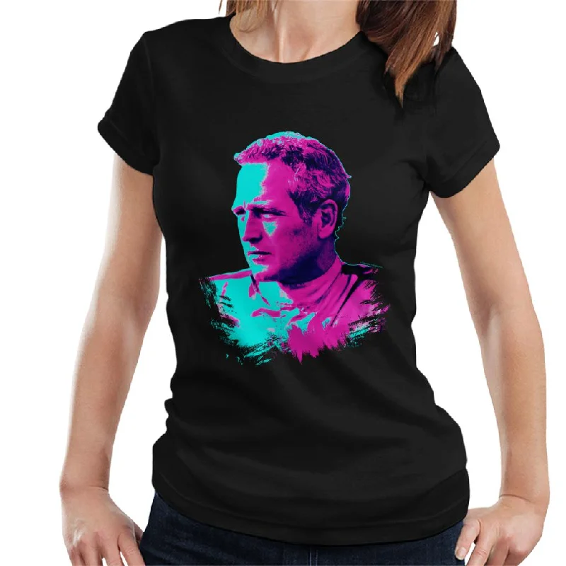 TV Times Paul Newman Race Suit 1974 Pop Art Stylised Women's T-Shirt Ribbed T-Shirt High Neck Heavyweight TV Times Paul Newman Race Suit 1974 Pop Art Stylised Women's T-Shirt Ribbed T-Shirt High Neck Heavyweight