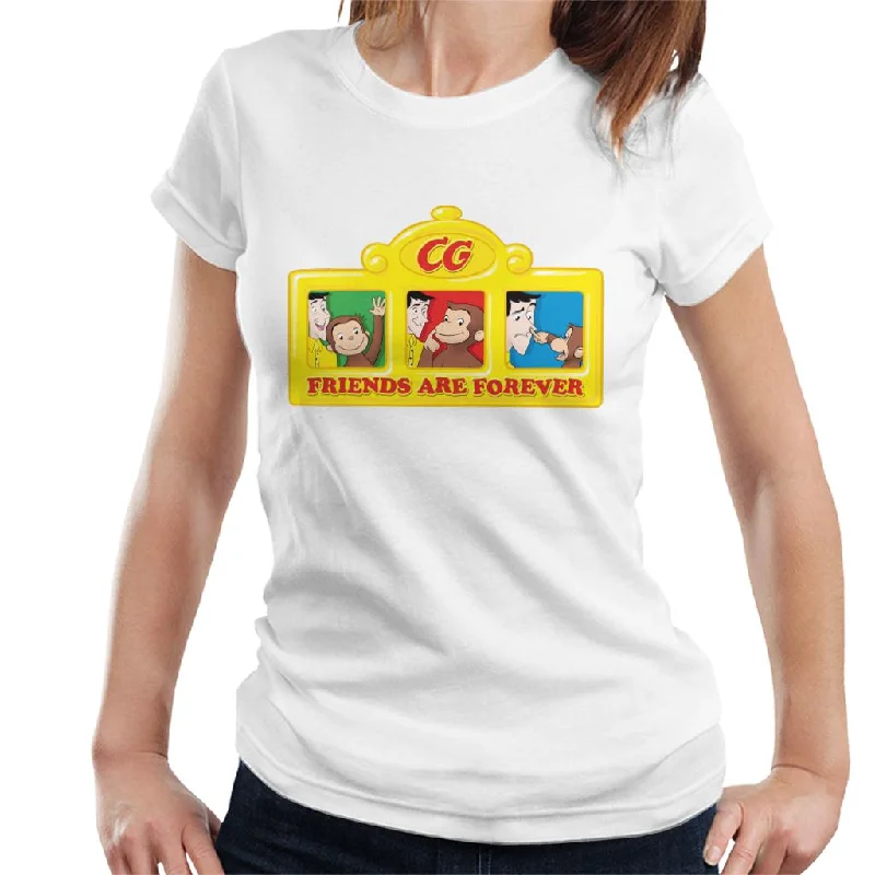 Curious George Friends Are Forever Women's T-Shirt Print Jacquard Patchwork