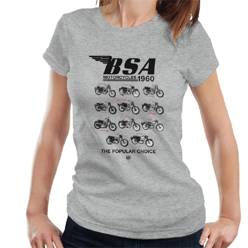 BSA Motorcycles 1960 The Popular Choice Women's T-Shirt Oversized T-Shirt Spandex breathable BSA Motorcycles 1960 The Popular Choice Women's T-Shirt Oversized T-Shirt Spandex breathable
