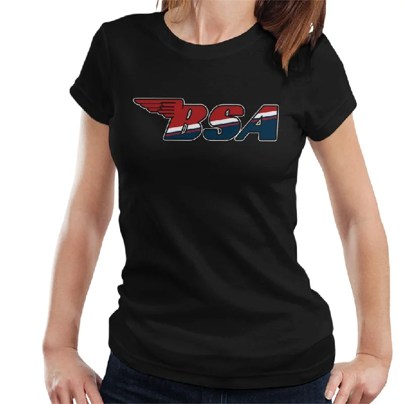 BSA Union Jack Logo Women's T-Shirt Basic T-Shirt Crew Neck Short Sleeve