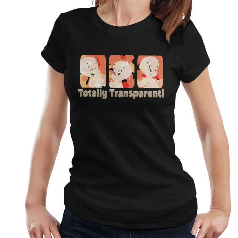 Casper The Friendly Ghost Totally Transparent Women's T-Shirt Mesh Blend Leather Blend Suede Blend Casper The Friendly Ghost Totally Transparent Women's T-Shirt Mesh Blend Leather Blend Suede Blend