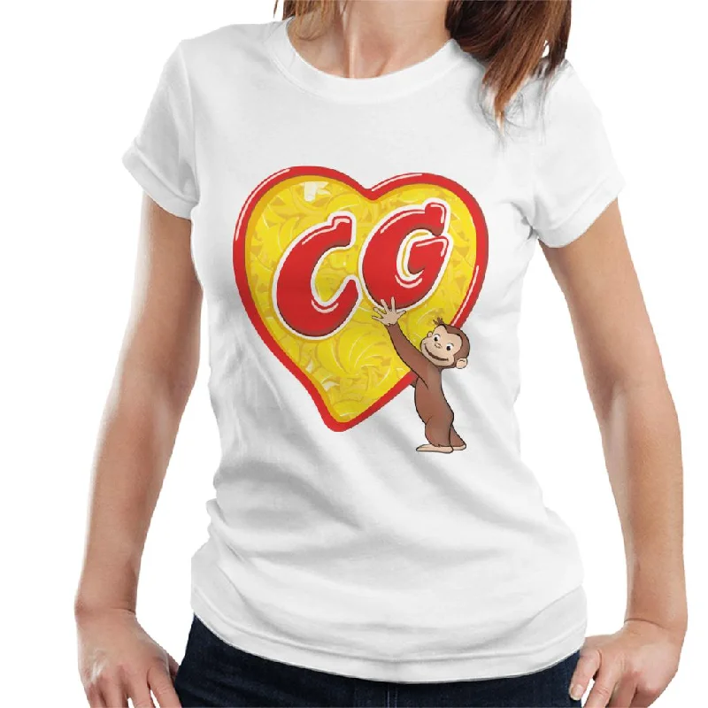 Curious George C G Love Heart Women's T-Shirt Faux Fur Fabric Real Fur Fabric Shearling Fabric Curious George C G Love Heart Women's T-Shirt Faux Fur Fabric Real Fur Fabric Shearling Fabric