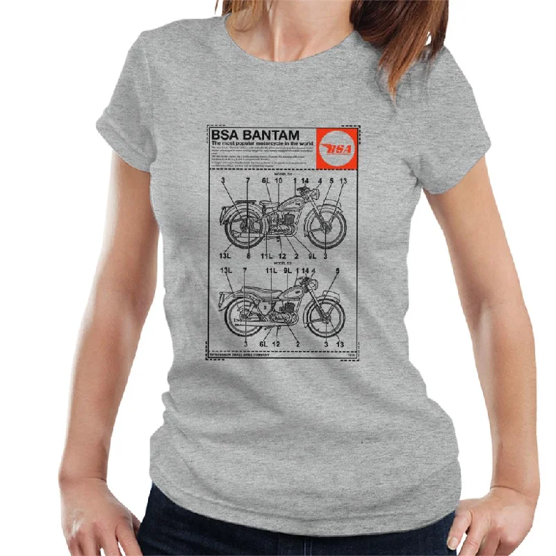 BSA Bantam Model Women's T-Shirt Zippered Front Buttoned Front Snap Front
