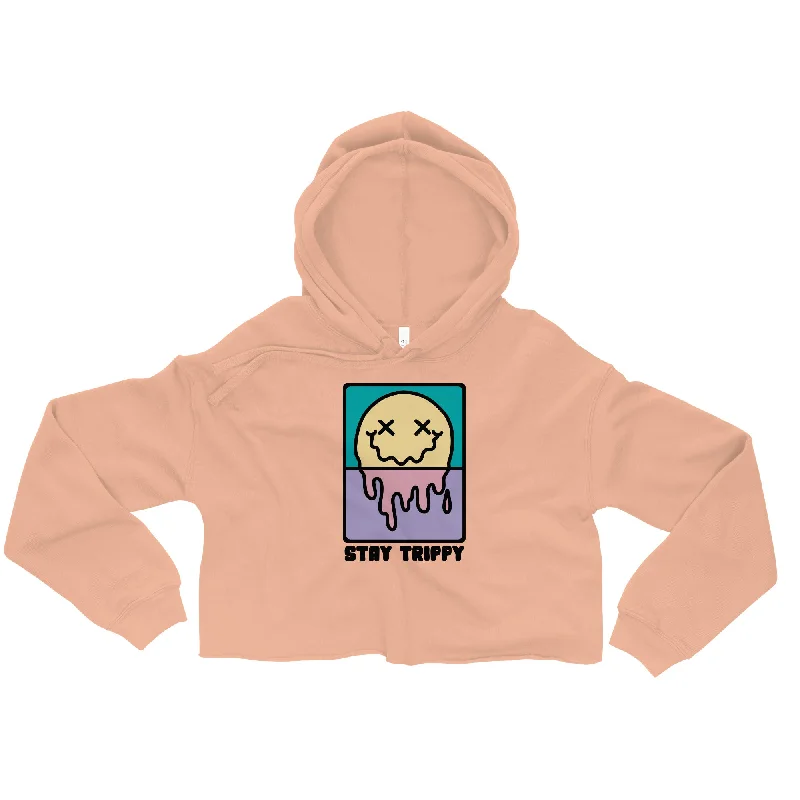 Stay Trippy Graphic Crop Hoodie Hoodie with Raglan Sleeves Sporty Comfortable