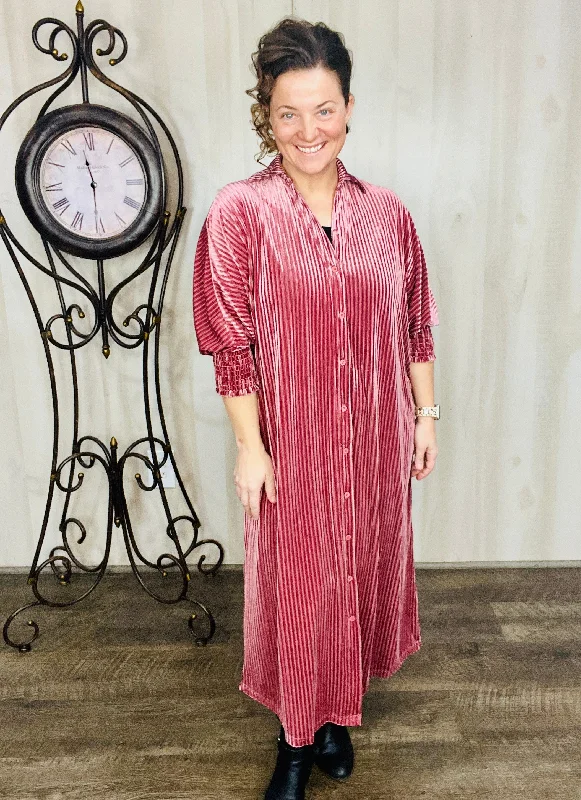 Winter Love Mauve Velvet Button Front Dress Tunics Bridal satin