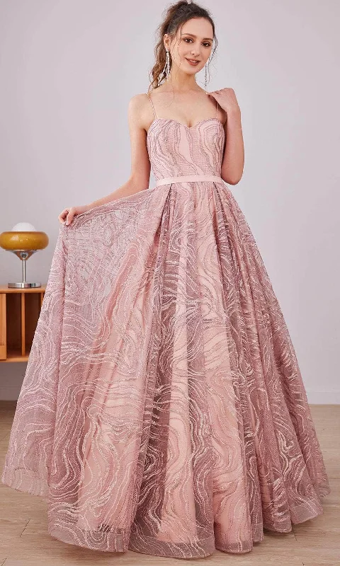 J'Adore Dresses J21003 - Lace Evening Gown Boat Neckline Classic