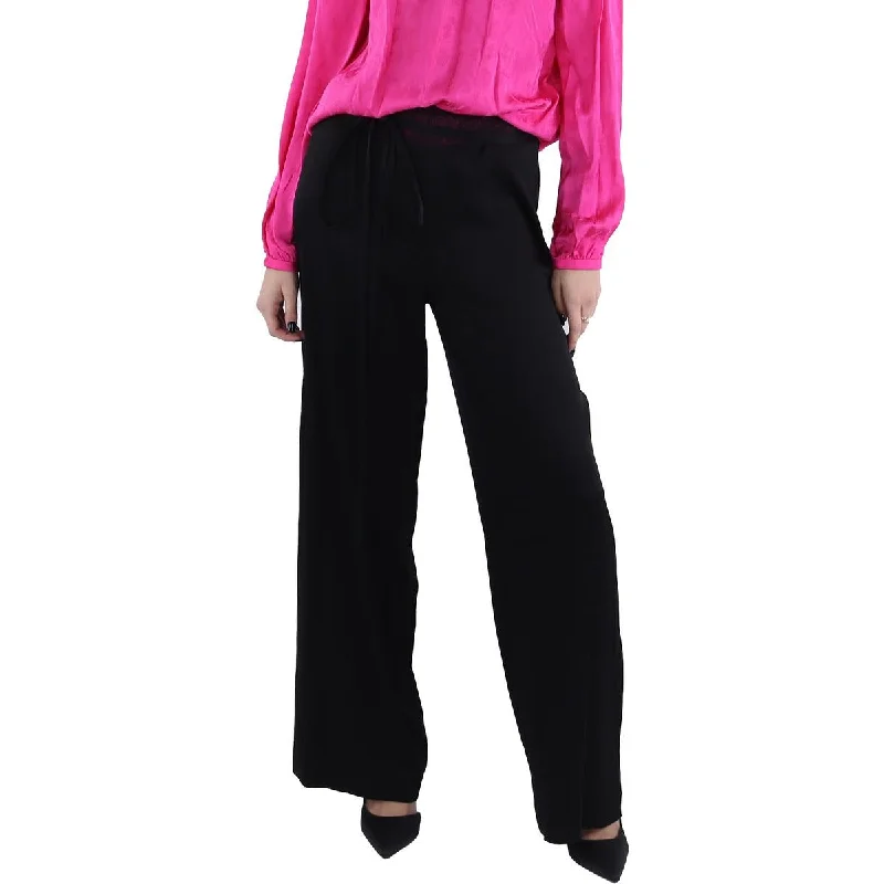 Womens High Rise Lace Trim Wide Leg Pants Formal Dress Pants