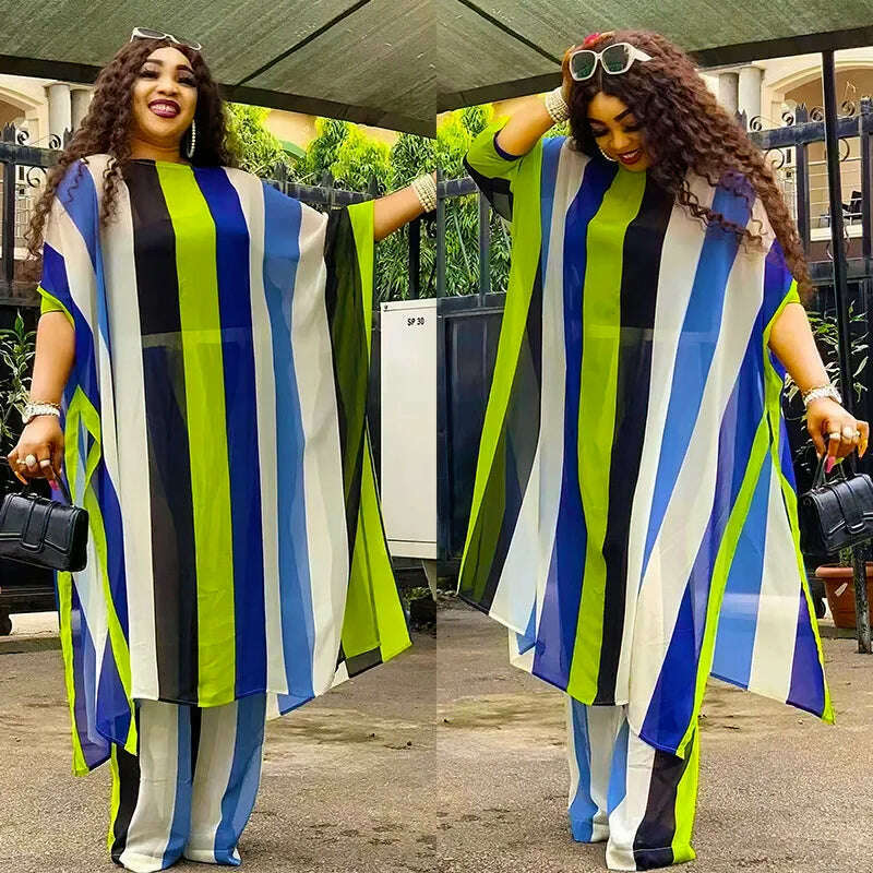 2023 Plus Size Spring 2 Piece African Chiffon Clothes for Women Summer Party Dress Dashiki Top Pants Suit Street Casual Outfits Tunics Velvet soft 2023 Plus Size Spring 2 Piece African Chiffon Clothes for Women Summer Party Dress Dashiki Top Pants Suit Street Casual Outfits Tunics Velvet soft