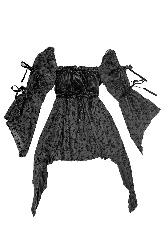 Desdemona Black Velvet Mix Dress Tunics Chinos classic