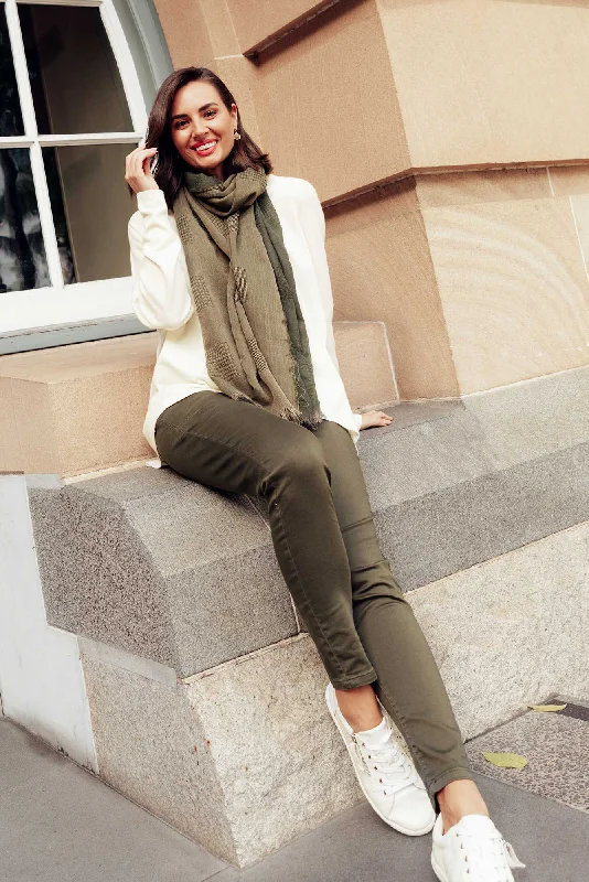Margo Khaki Jogger Pants Classic Bootcut Trousers
