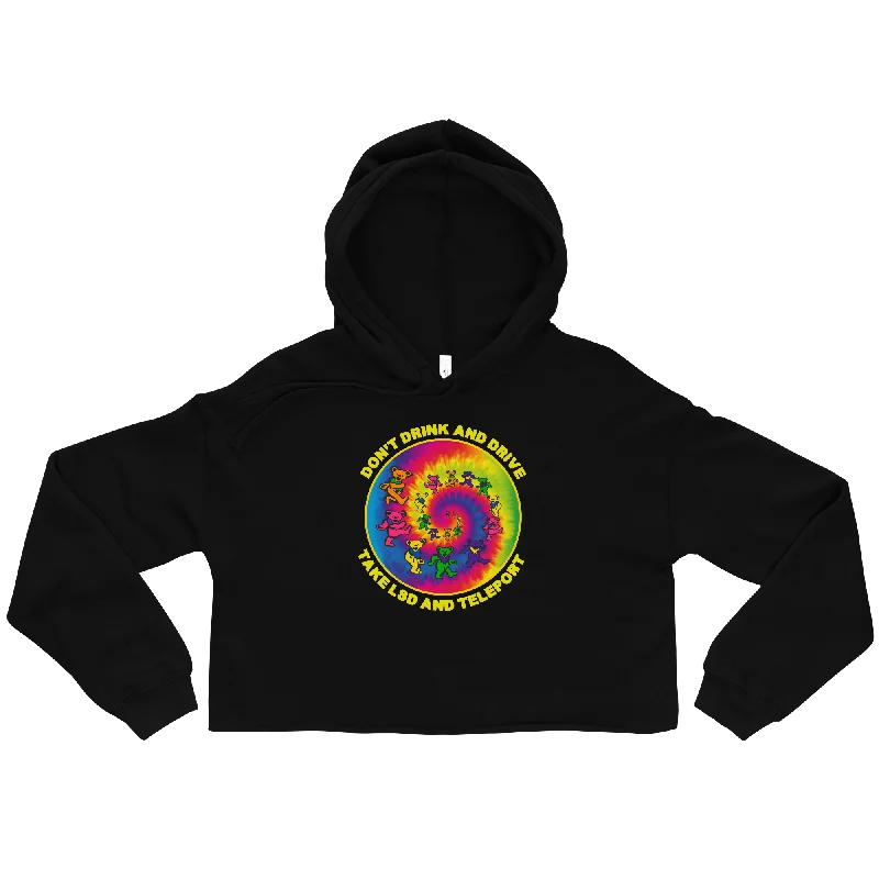 Just Teleport Graphic Crop Hoodie Hoodie with Cuffed Sleeves Snug Secure