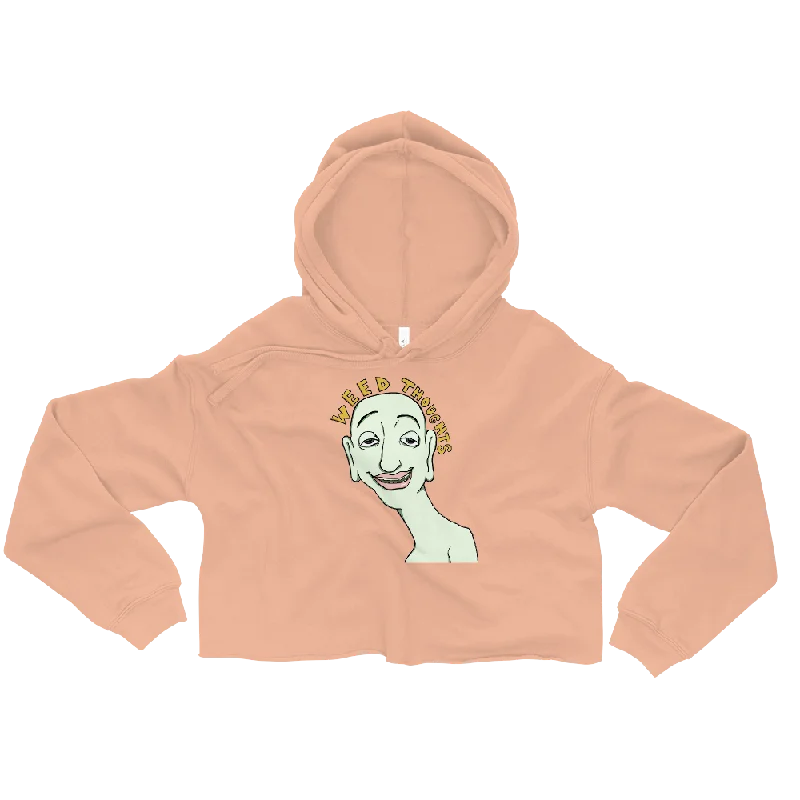 Thoughts Graphic Crop Hoodie Hoodie with Hem Elastic Stretchable Comfortable