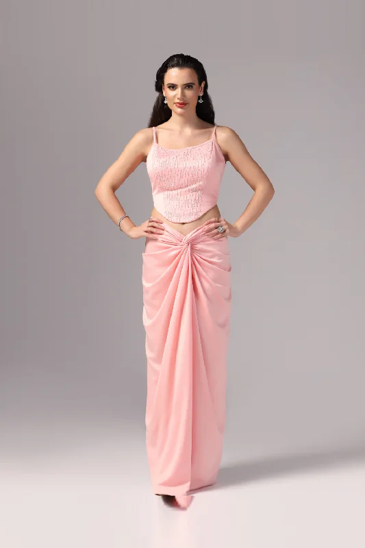 Pink Indo Western Skirt Dress Casual Short Summer