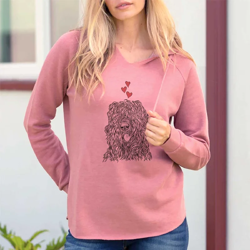 Valentine Darryl the Black Russian Terrier - Cali Wave Hooded Sweatshirt Hoodie with Lace Feminine Delicate Valentine Darryl the Black Russian Terrier - Cali Wave Hooded Sweatshirt Hoodie with Lace Feminine Delicate