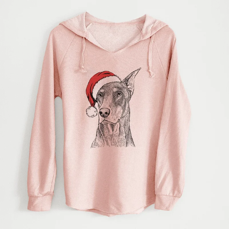 Santa RJ the Doberman Pinscher - Cali Wave Hooded Sweatshirt Hoodie with Relaxed Fit Easy Casual Santa RJ the Doberman Pinscher - Cali Wave Hooded Sweatshirt Hoodie with Relaxed Fit Easy Casual