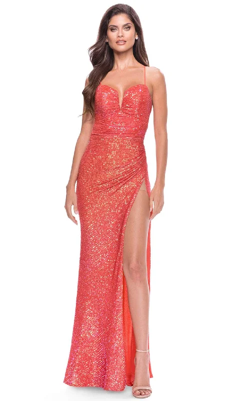 La Femme 31349 - High Slit Dress empire Waist empire
