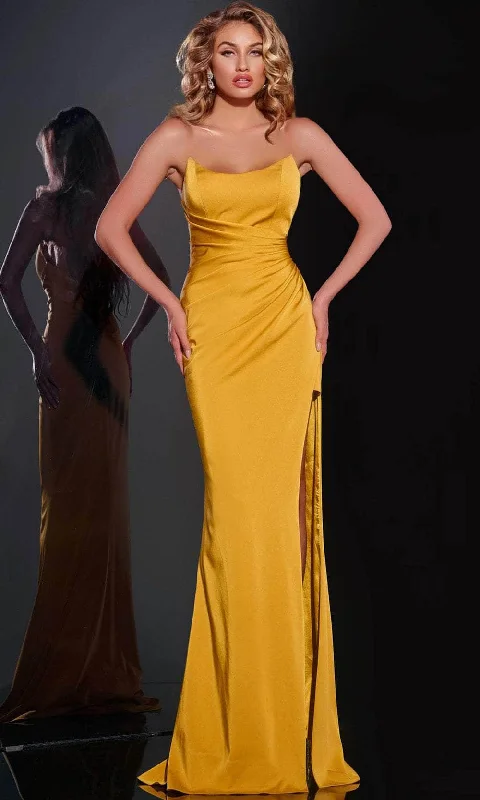 Jovani 42765 - Pleated Scoop Sheath Prom Dress Turtleneck Neckline Stylish