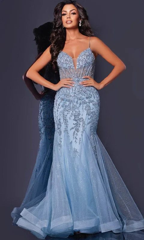 Jovani 43845 - Glitters Mermaid Prom Dress Tunics Plaid country