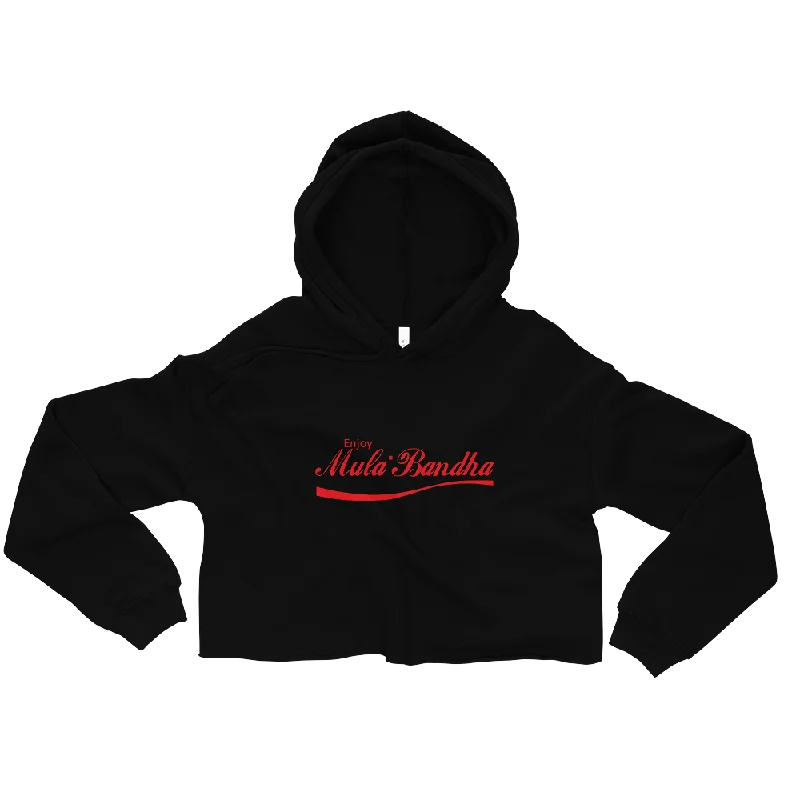 Enjoy Mula Bandha Graphic Crop Hoodie Hoodie with Metallic Shiny Futuristic