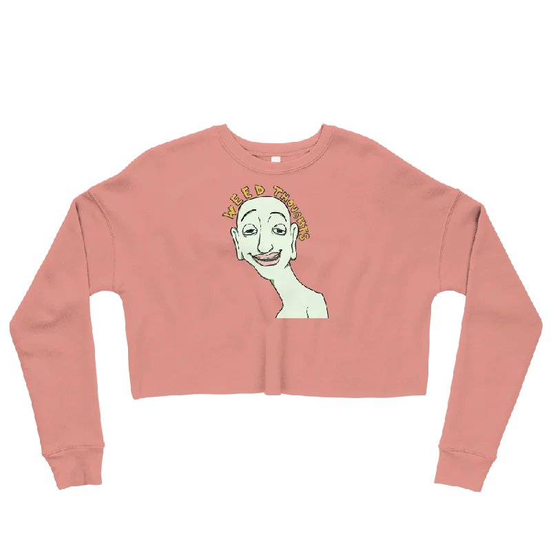 Thoughts Graphic Crop Sweatshirt Hoodie with Hem Drawcord Adjustable Customizable