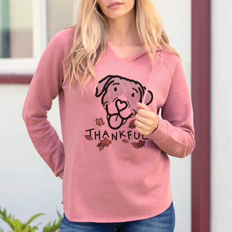 Thankful Pitbull Mix - Shadow - Cali Wave Hooded Sweatshirt Hoodie with Hem Patch Decorative Personalized Thankful Pitbull Mix - Shadow - Cali Wave Hooded Sweatshirt Hoodie with Hem Patch Decorative Personalized