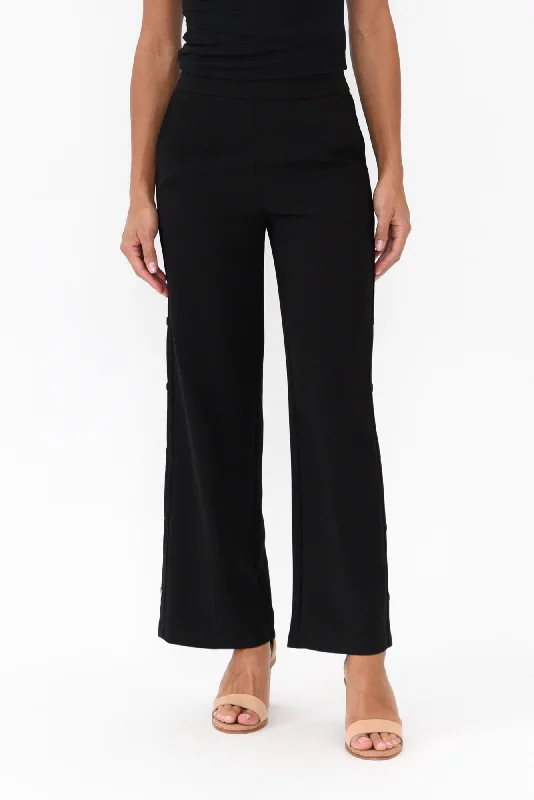 Estelle Black Wide Leg Pants Slim-Fit Khaki Pants