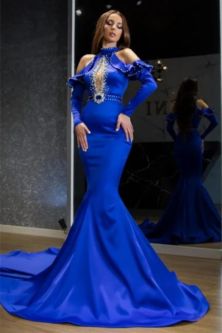 Stunning Halter Royal Blue Evening Party Dress Satin Mermaid Prom Dress Tunics Trousers formal Stunning Halter Royal Blue Evening Party Dress Satin Mermaid Prom Dress Tunics Trousers formal