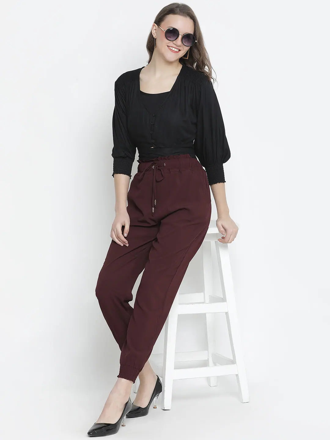 Wanner solid wine elsaticated women pant Comfortable Jogging Pants