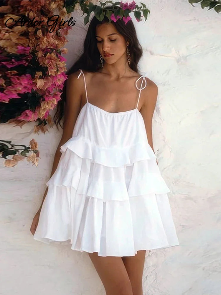 Advbridge Elegant Lace Up Ruffles Short Dresses Women Sling Sleeveless Backless Beach Party Dress 2024 Summer New Cotton Lady Streetwear Bodycon Fitted Nightout Advbridge Elegant Lace Up Ruffles Short Dresses Women Sling Sleeveless Backless Beach Party Dress 2024 Summer New Cotton Lady Streetwear Bodycon Fitted Nightout