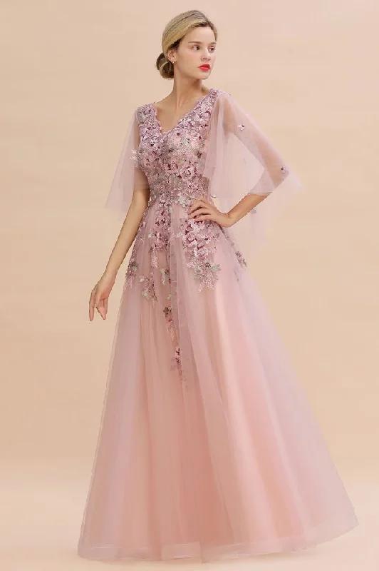 Elegant Tulle A-line Floral Wedding Dress Puffy Long Sleeves Evening Party Dress Turtleneck Neckline Stylish Elegant Tulle A-line Floral Wedding Dress Puffy Long Sleeves Evening Party Dress Turtleneck Neckline Stylish