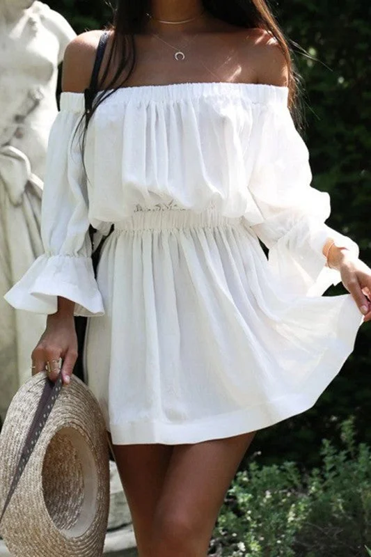 OFF SHOULDER SLASH NECK PARTY DRESS Tunics Essential wardrobe
