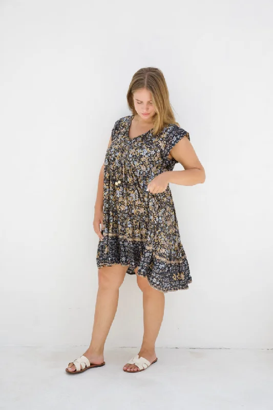 Isola Dress - Black Iris Print Tunics Sophisticated sleek