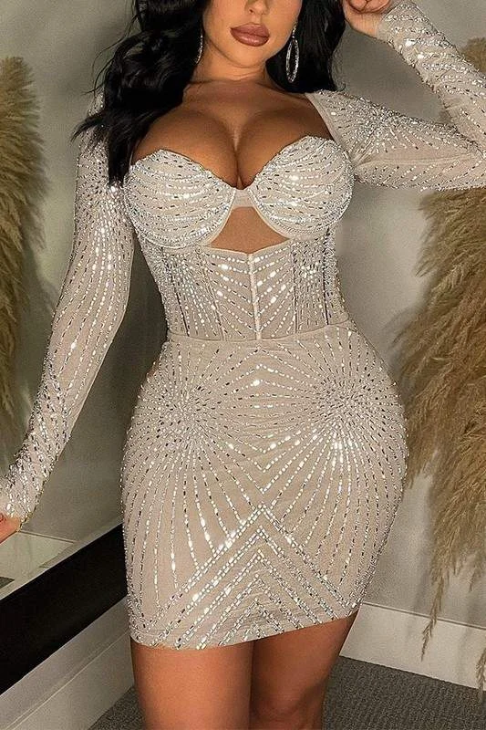 RHINESTONES PARTY DRESS Tunics Luxurious high-end