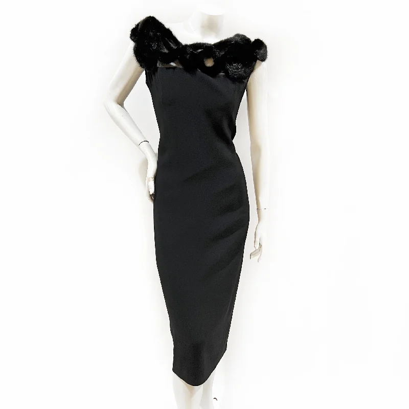 Silk Blend and Mink Fur Shift Dress Tunics Fashionable chic